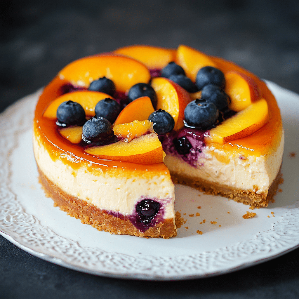 Blueberry Peach Cheesecake