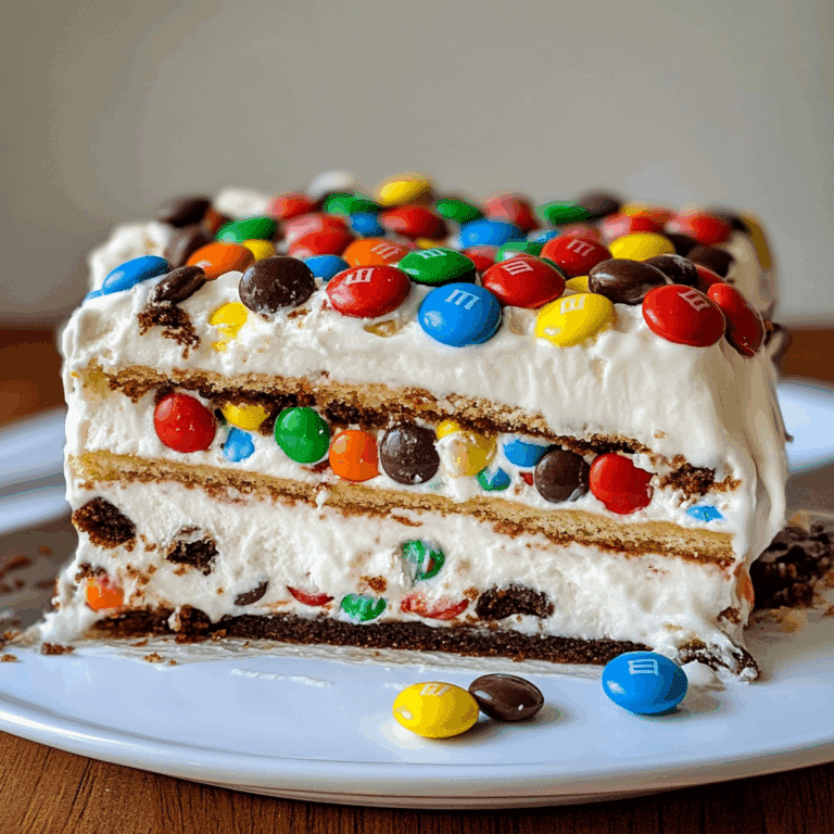 Easy M&M Ice Cream Sandwich Cake