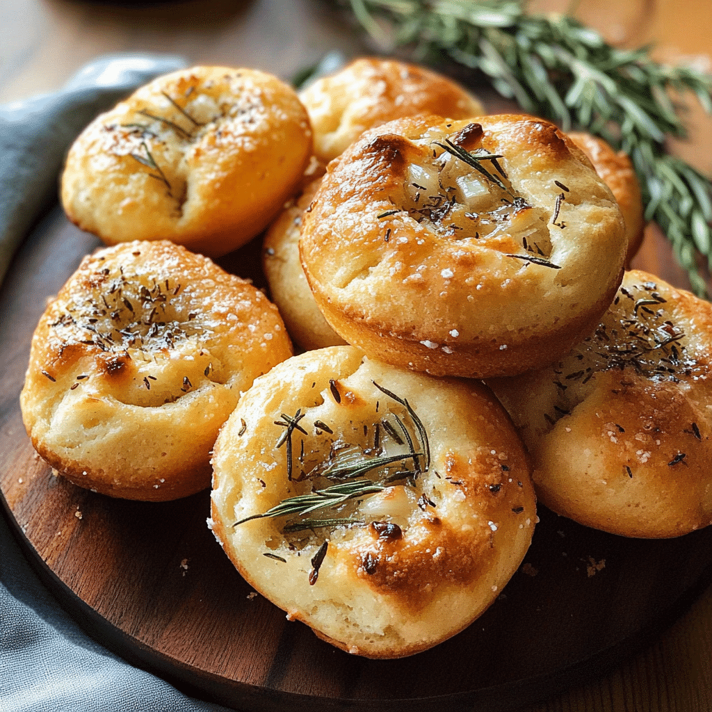 Garlic Rosemary Focaccia Muffins