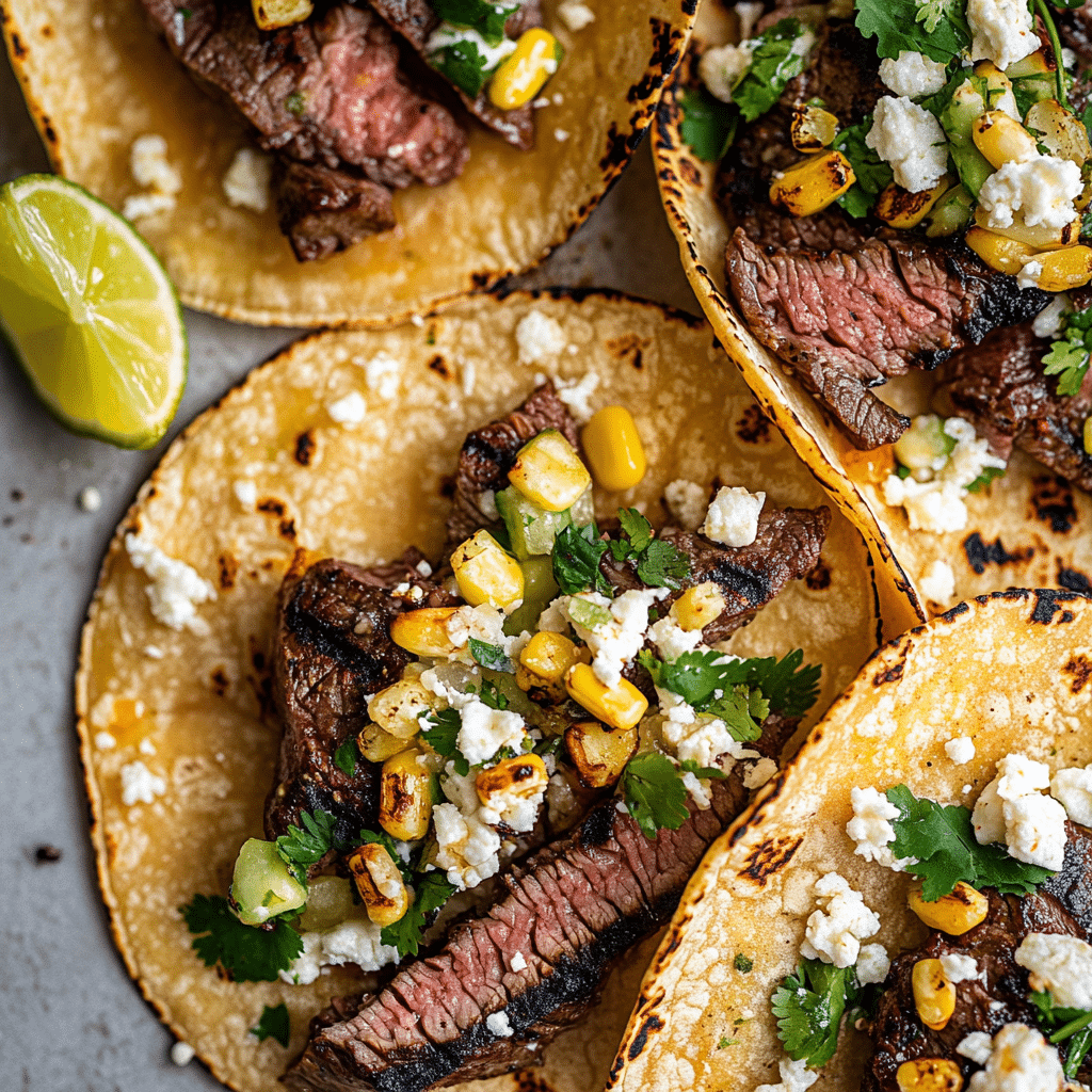 Grilled Steak Tacos with Elote