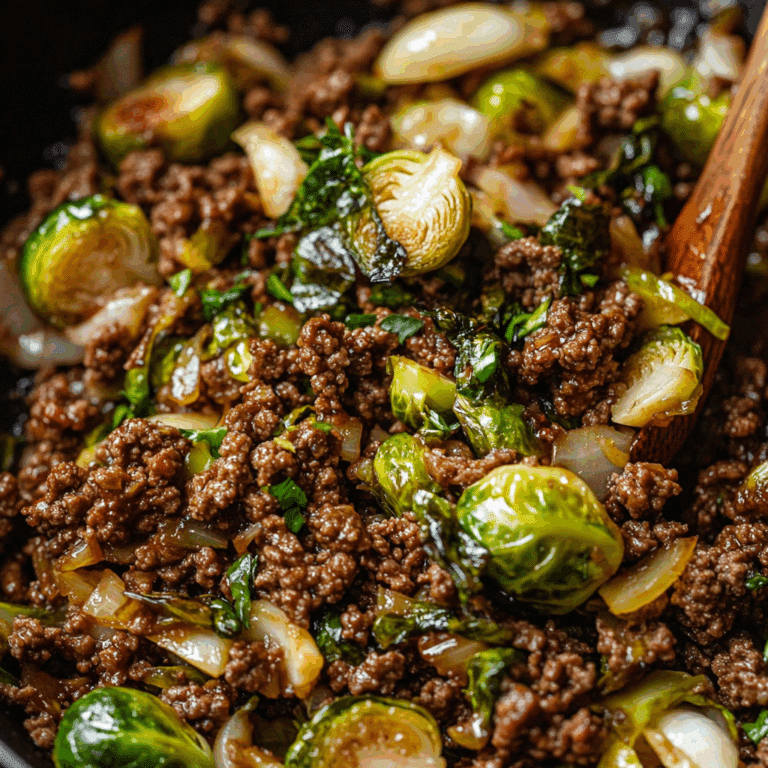 Ground Beef & Brussels Sprouts Stir Fry