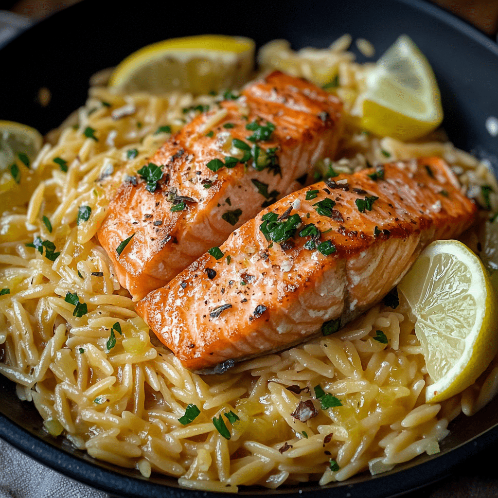 Lemon Orzo with Salmon