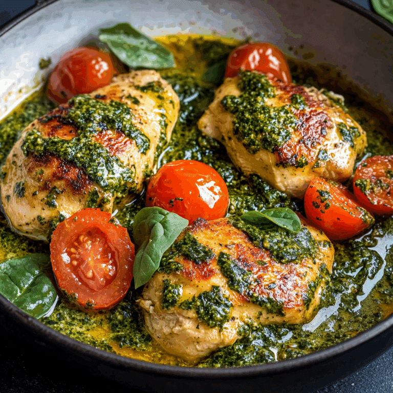 Pesto Chicken with Tomatoes & Spinach