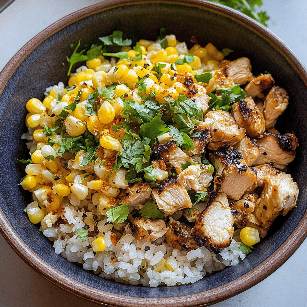 Street Corn Chicken Rice Bowls