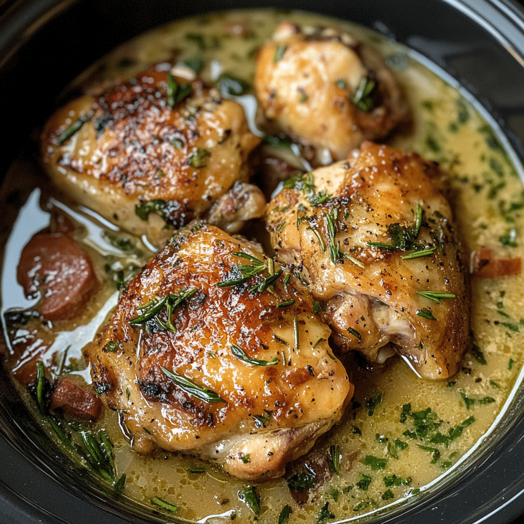 Tuscan Slow Cooker Chicken Thighs