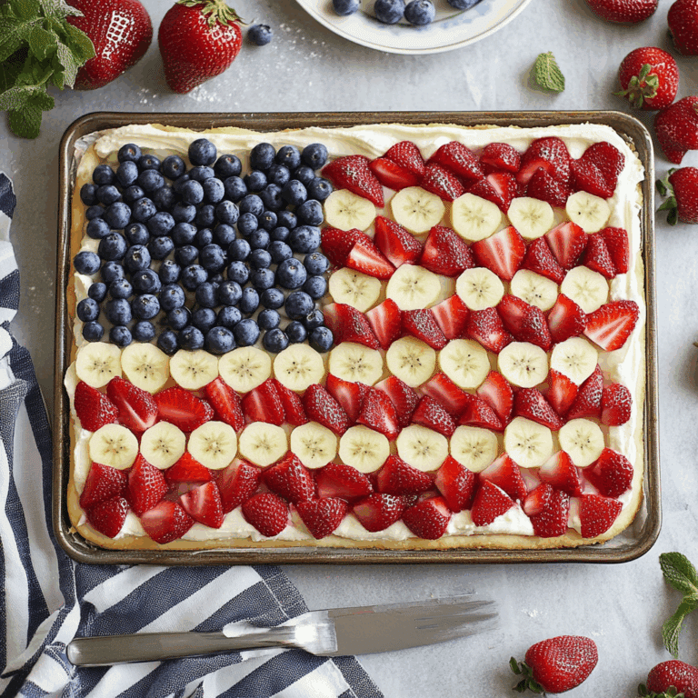 American Flag Berry Cake