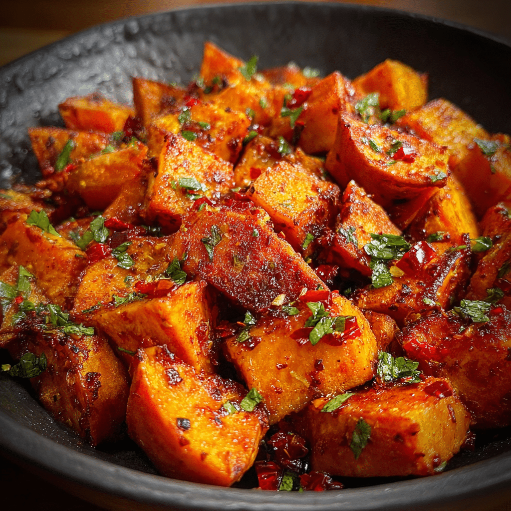 Chili Garlic Sweet Potatoes