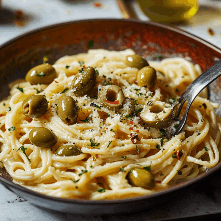 Dirty Martini Pasta with Olives