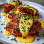 Pretzel Chicken with Cheddar Sauce