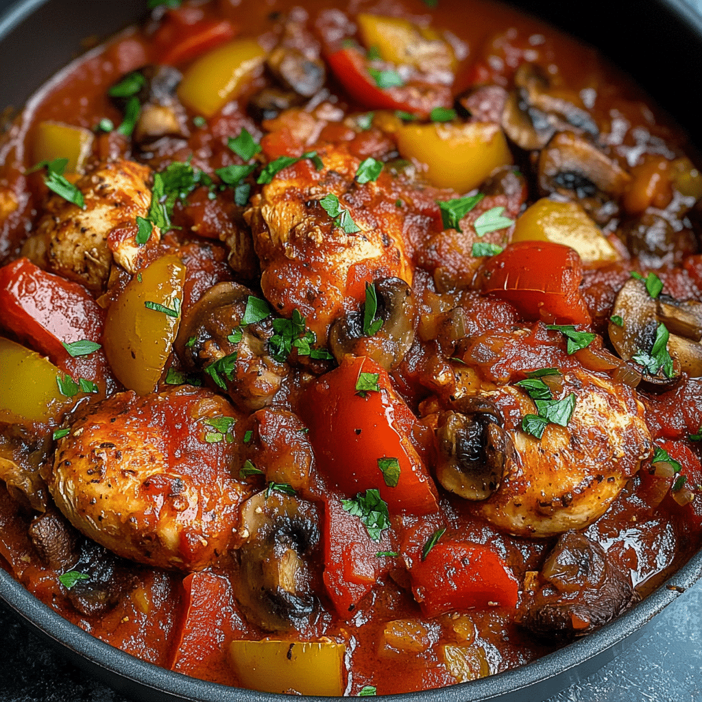 Chicken Cacciatore with Bell Peppers and Mushrooms