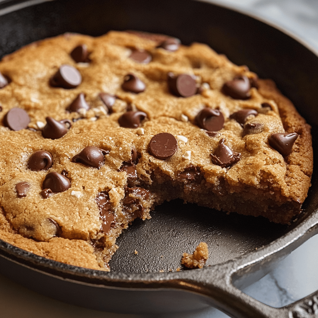 Chocolate Chip-Tahini Skillet Cookie