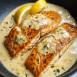 Creamy Pan Seared Salmon with Lemon