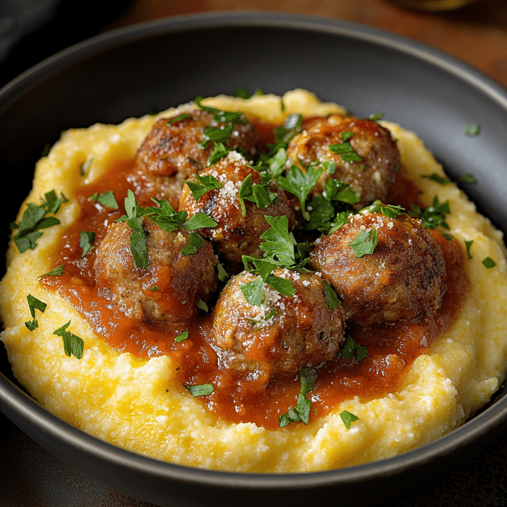 Creamy Polenta & Meatballs Recipe