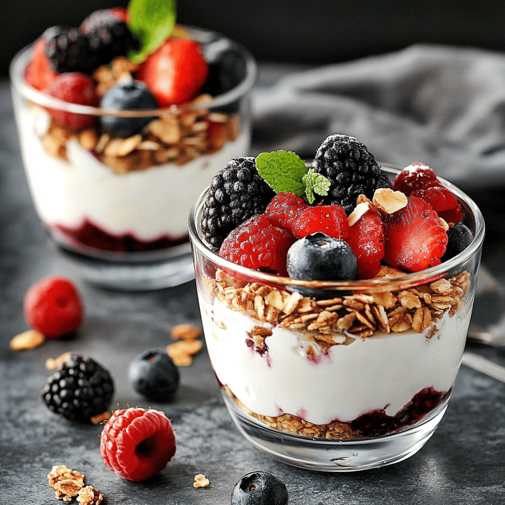 Easy Greek Yogurt Berry Parfaits