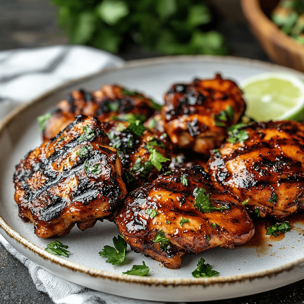 Grilled BBQ Boneless Chicken Thighs