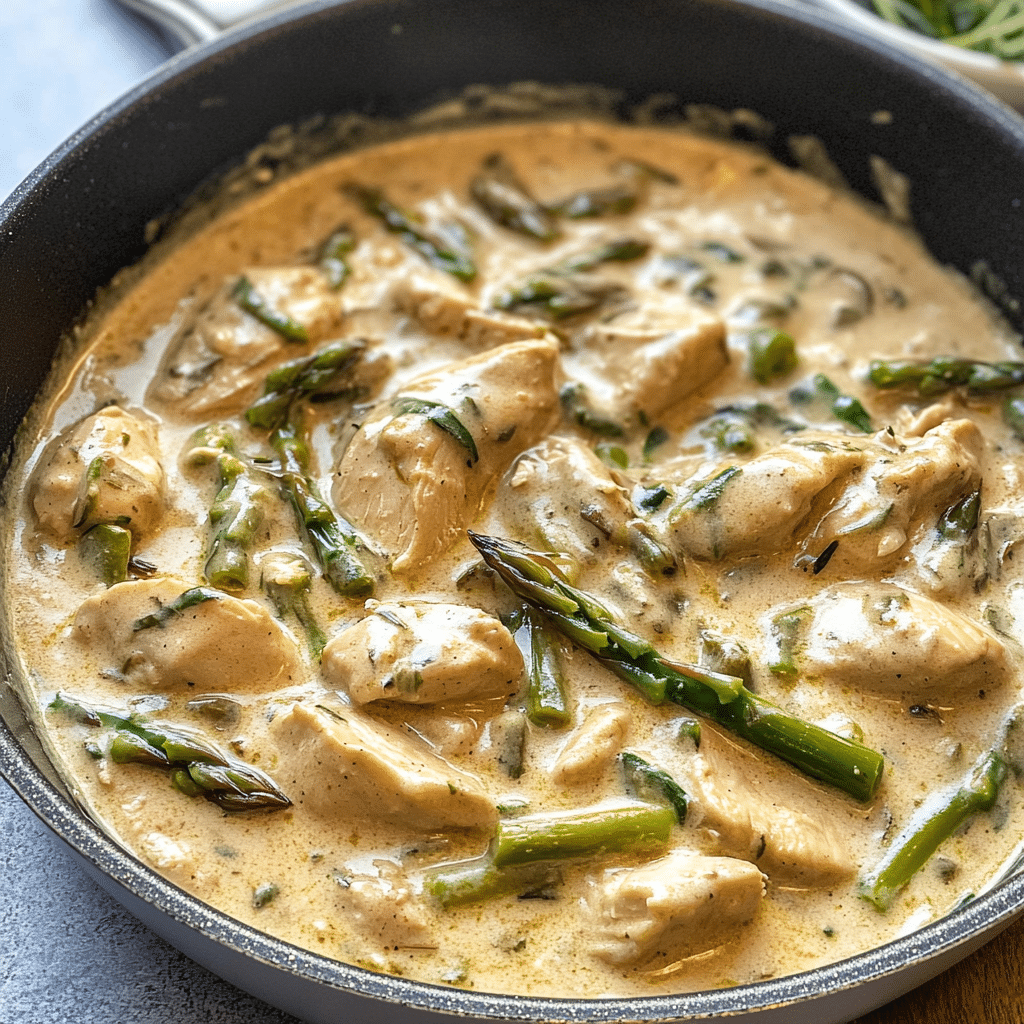 One Pot Creamy Chicken and Asparagus Recipe