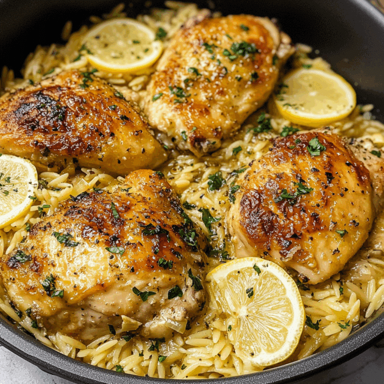 One Pot Lemon Garlic Chicken with Orzo