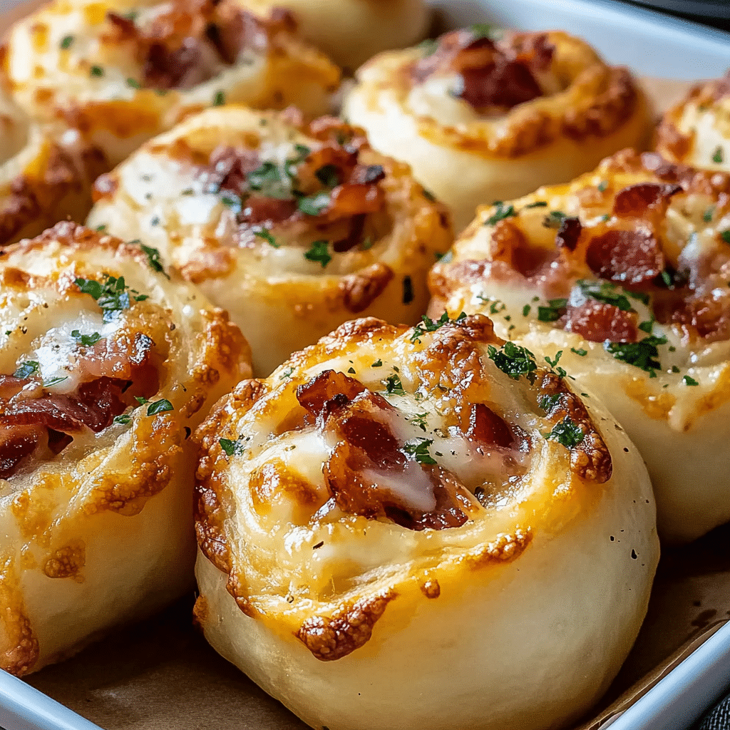 Ooey-Gooey Garlic Butter Bacon Ranch Pizza Rolls