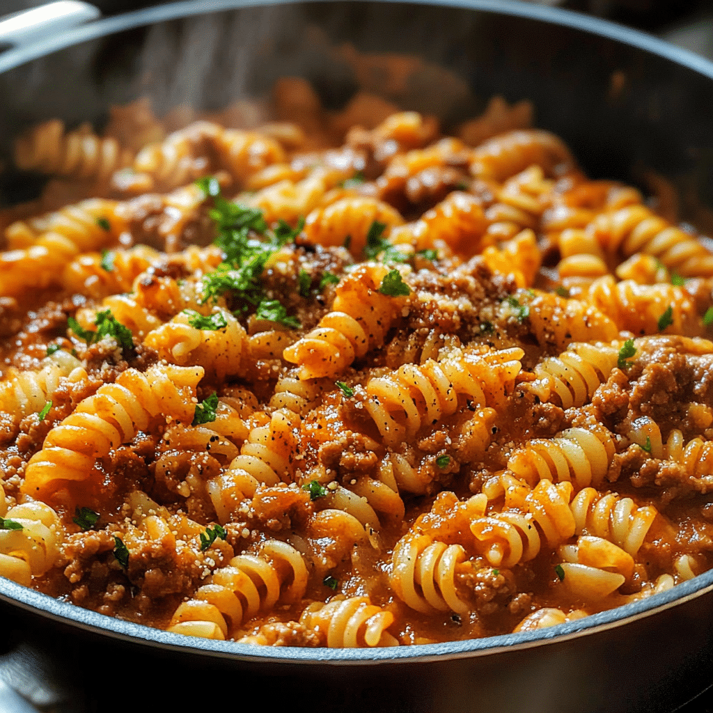 Quick One-Pot Pasta with Meat Sauce