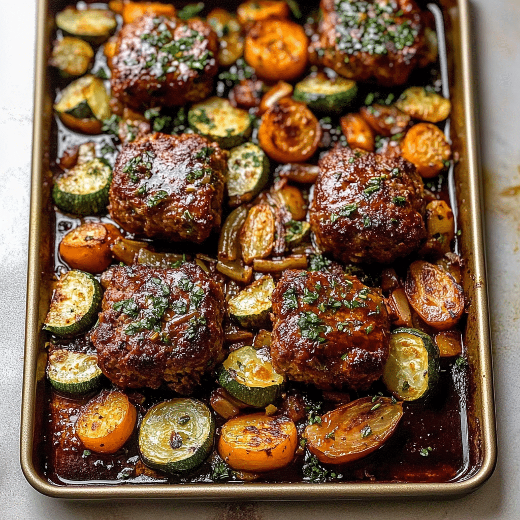 Sheet Pan Mini Meatloaf with Roasted Vegetables
