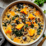 Wild Rice Soup with Sweet Potato and Kale