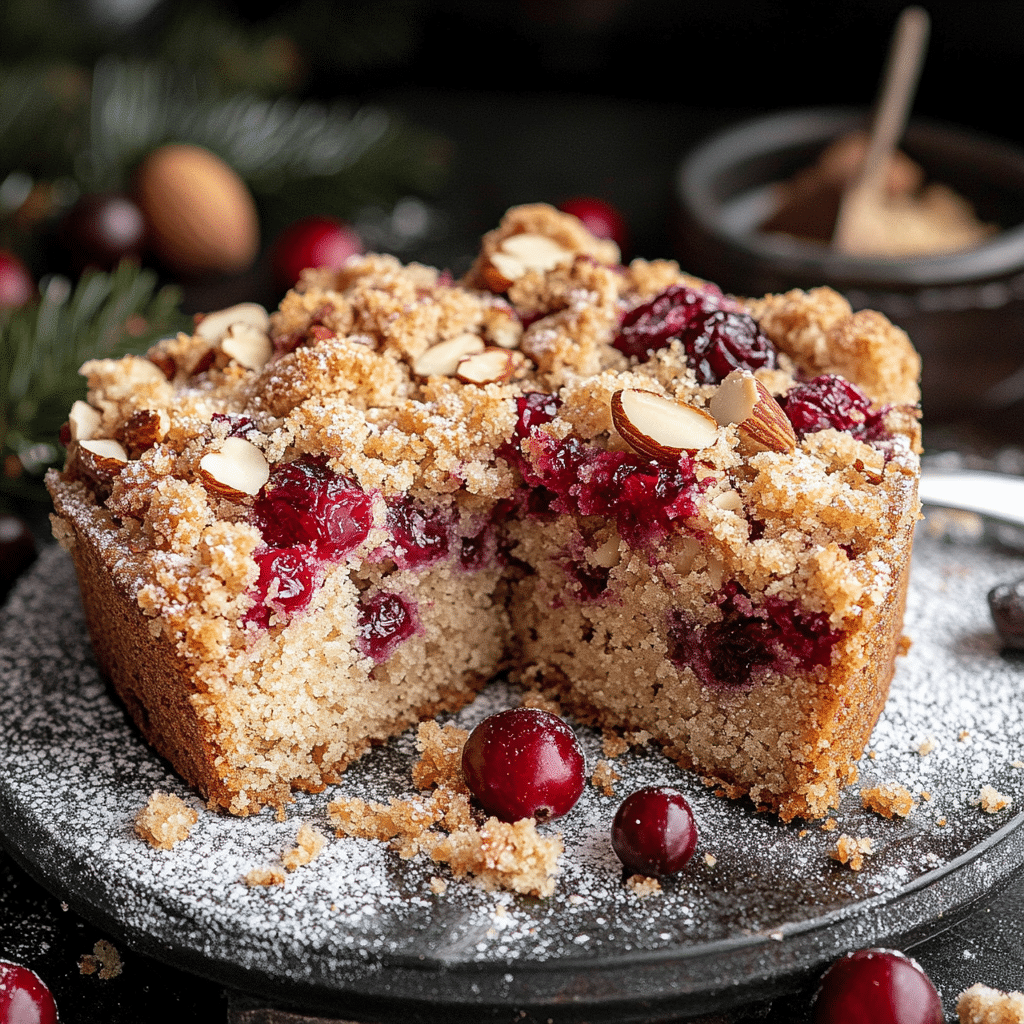 Cranberry Coffee Cake with Almond Crunch