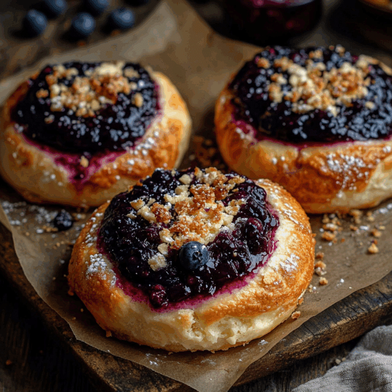 Danish Carnival Buns with Vanilla Cheesecake & Blueberry Compote