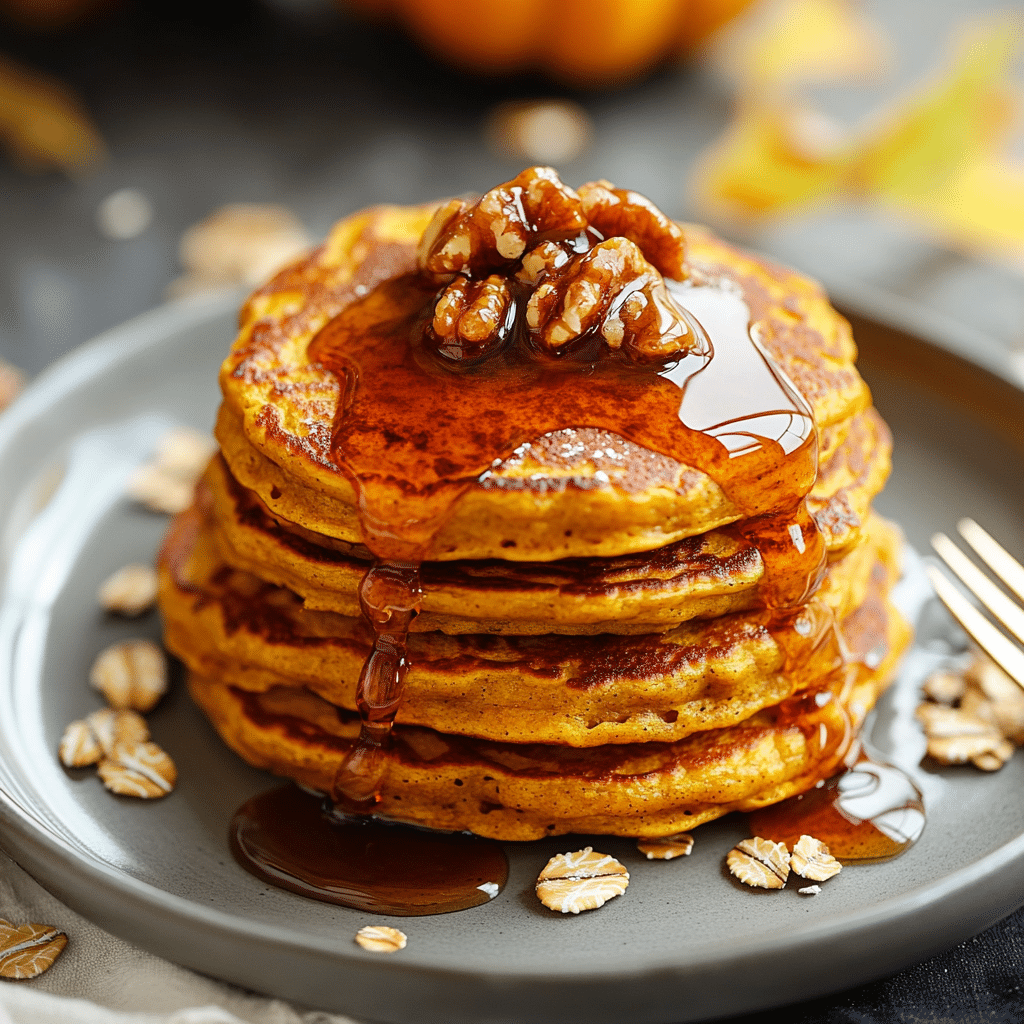Healthy Pumpkin Oatmeal Pancakes