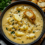 Hearty Cheddar Garlic Herb Potato Soup
