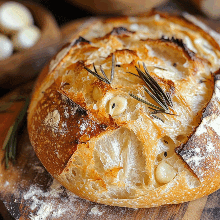 Roasted Garlic and Rosemary Sourdough Bread