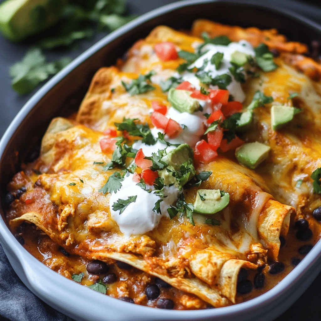 Spicy Black Bean Chicken Enchiladas with Pumpkin Sour Cream Sauce