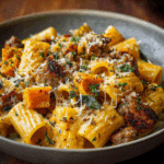 Creamy Rigatoni with Butternut Squash and Spicy Sausage