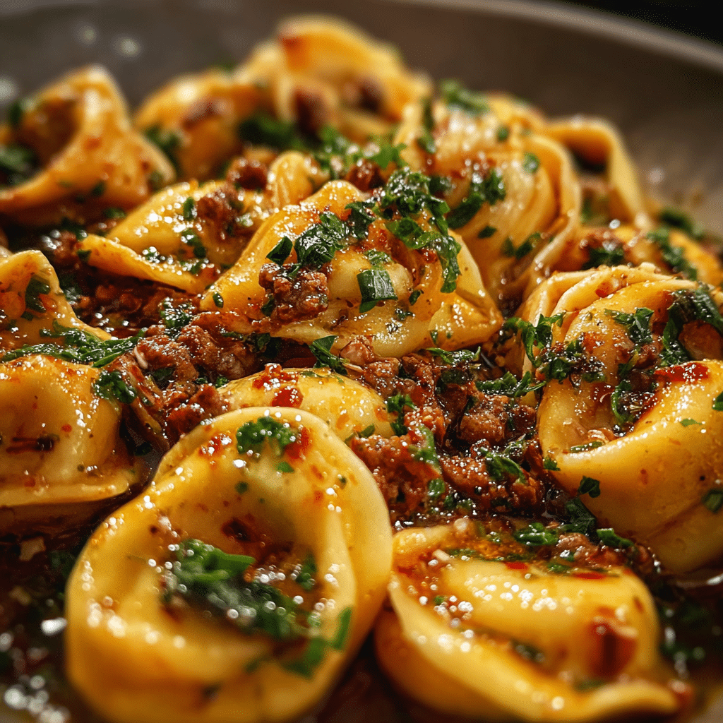 Garlic Butter Beef Tortellini