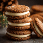 Ginger Molasses Sandwich Cookies with Eggnog Frosting