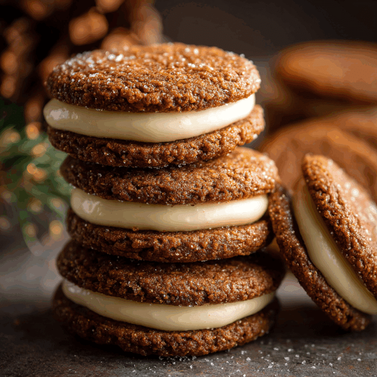 Ginger Molasses Sandwich Cookies with Eggnog Frosting