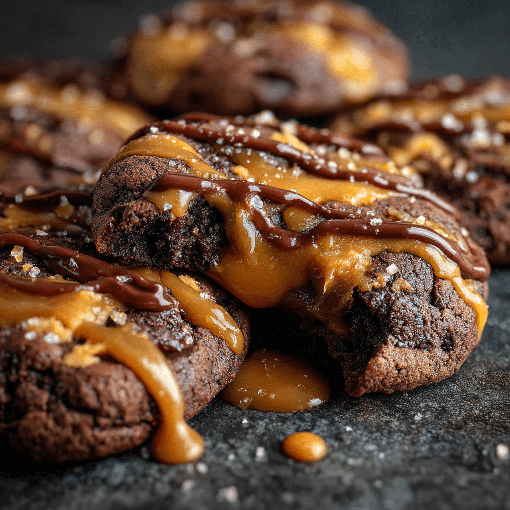 Peanut Butter Chocolate Caramel Cookies