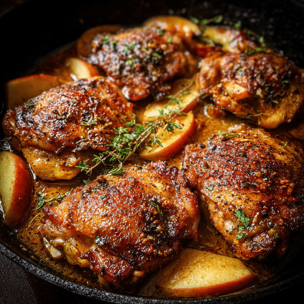 Skillet Apple Cider Chicken Thighs with Warm Spices