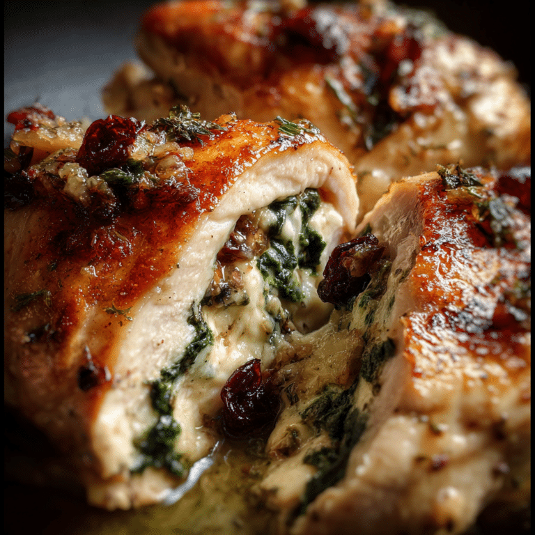 Chicken Stuffed with Brie, Spinach & Cranberries
