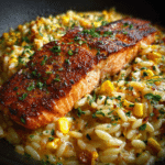 Corn Orzo with Salmon