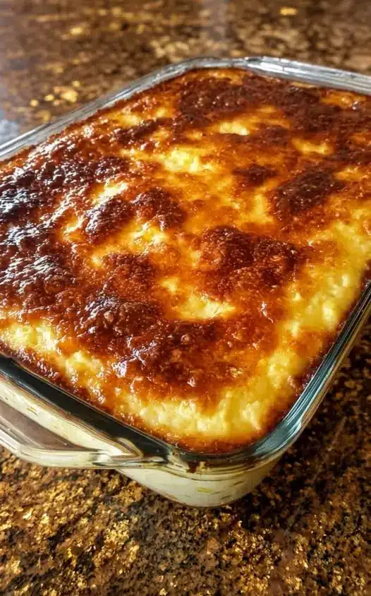 A serving of loaded potato casserole on a plate with fresh chives sprinkled on top.