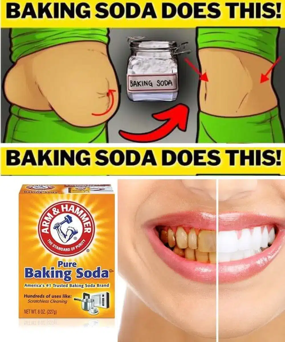 A person stirring baking soda into a glass of water