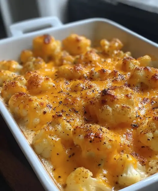 A serving of cheesy hash brown casserole on a plate showing the creamy interior and crisp topping
