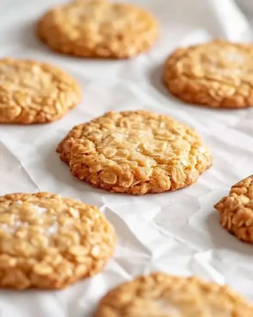 A pile of freshly baked peanut butter cookies served with a glass of cold milk.