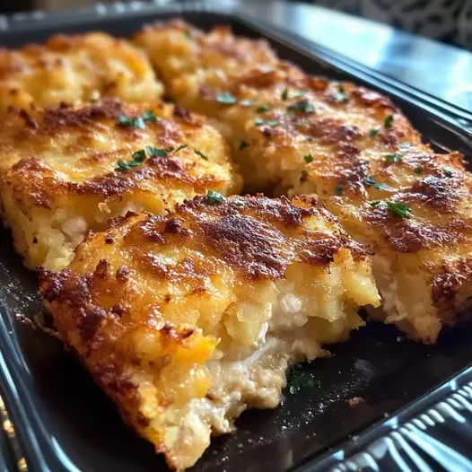 A close-up shot of a single serving of pineapple bread pudding showing the moist, custardy interior.