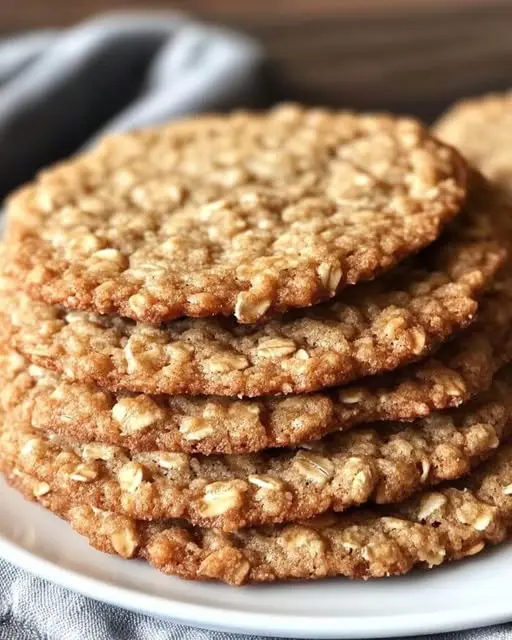 A stack of soft oatmeal cookies next to a glass of cold milk