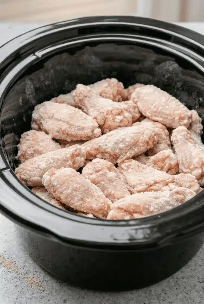 A platter of slow cooker wings served with celery sticks and ranch dressing