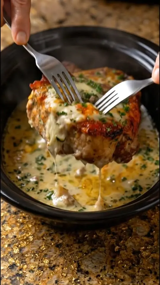 a close up scoop of cheesy ground beef potato bake showing layers of meat and melted cheese