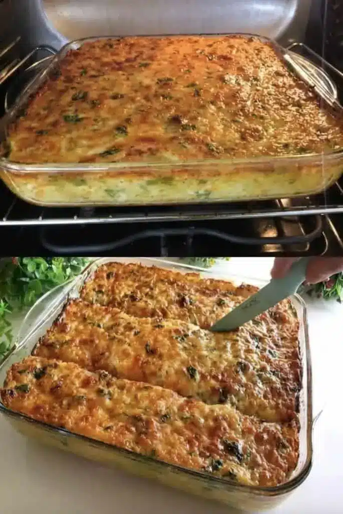 A sliced portion of Chicken Cordon Bleu Lasagna showing layers of ham, chicken, and Swiss cheese