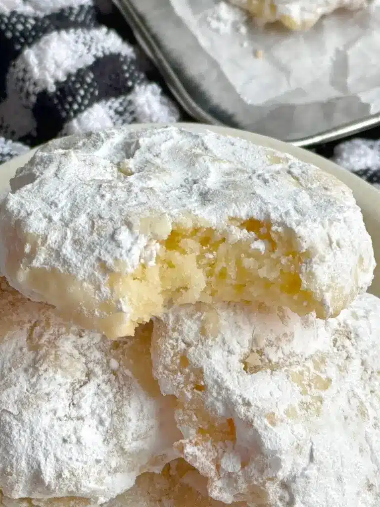 A stack of golden panko cookies showing the crunchy texture on the edges.