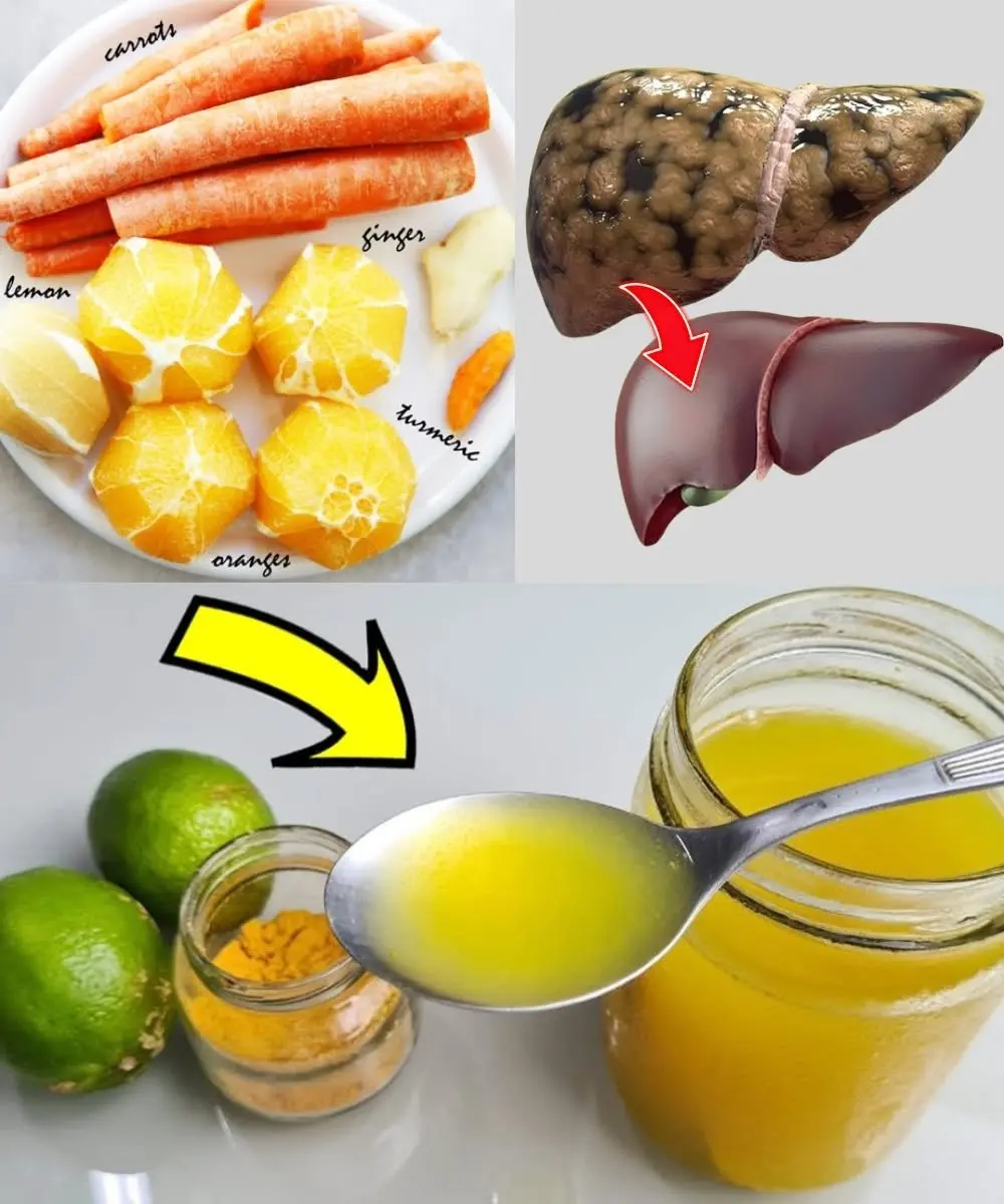 Fresh ingredients like lemon slices, ginger root, and turmeric powder arranged on a wooden board.